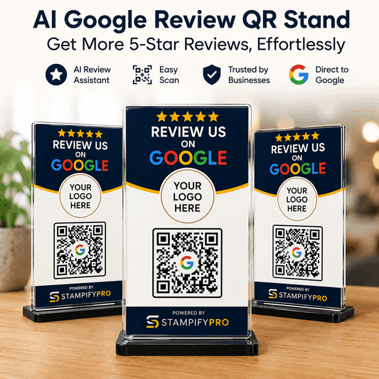 Google Review QR Stand | AI Review Assistant + 1 Year Portal