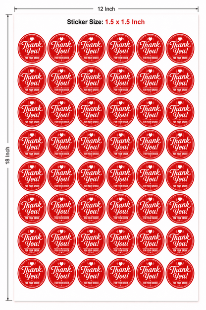 Thank You Packaging Stickers – Pack of 150 (1.5×1.5 Inch)