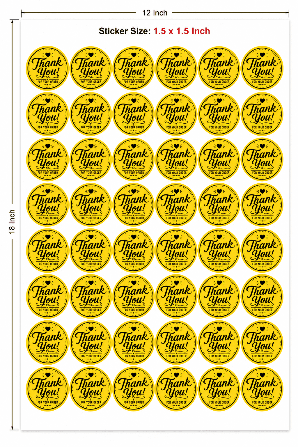 Thank You Packaging Stickers – Pack of 150 (1.5×1.5 Inch)