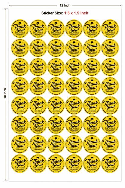 Thank You Packaging Stickers – Pack of 150 (1.5×1.5 Inch)