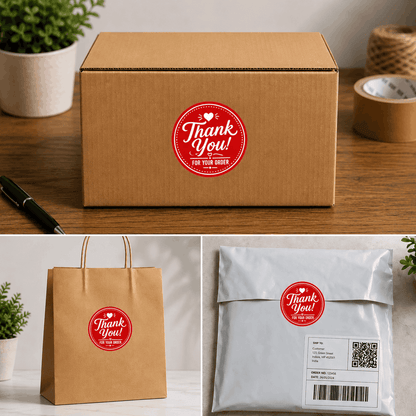 Thank You Packaging Stickers – Pack of 150 (1.5×1.5 Inch)