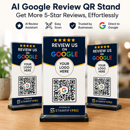 Google Review QR Stand | AI Review Assistant + 1 Year Portal