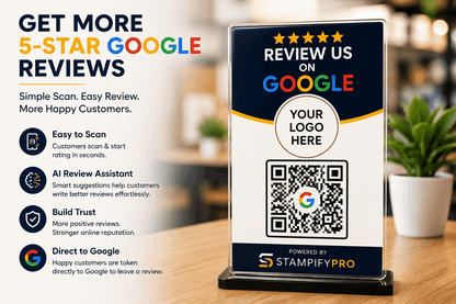 Google Review QR Stand | AI Review Assistant + 1 Year Portal